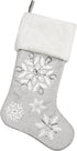 Comfy Hour Let It Snow Collection 18"x11" Silver Snowflake Stocking, Polyester...