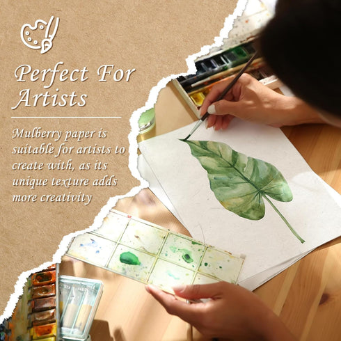 Winsing A4 Printable Mulberry Paper 25 Sheets for Decoupage, Upgrade Thicker 8.5 x 11.6inches Rice Paper for Crafts, Handmade Natural Fiber Mulber...