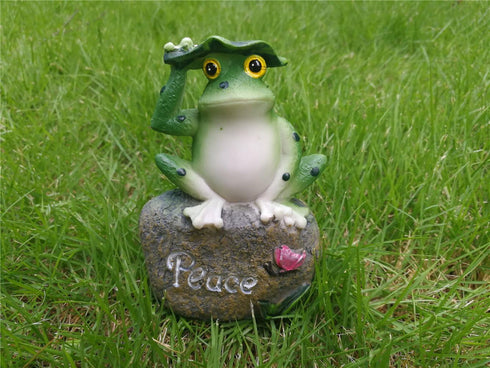 LANKER Frog Garden Statues – 3 Pack 5 Inch Frogs Sitting on Stone Sculptures Outdoor Decor Fairy Garden Ornaments...