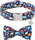 DOGWONG Dinosaur Dog Collar with Bowtie - Blue Dog Bow Collar Boy Dog Collars with Bow Adjustable Dinosaur Bowtie Collar for Small Medium Large Do...