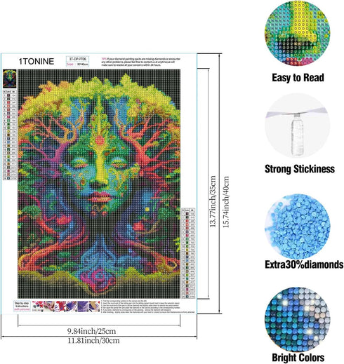 1tonine Diamond Painting Kits for Adults-5D Full Drill Abstract Tree Lady Daimond Art Kits-Wall Rhinestone DIY Art Crafts Mosaic Painting Kits for...