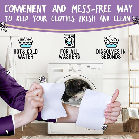 Eco-Friendly Laundry Detergent Sheets - Efficient, Clean, and Freshed, Washer-Friendly Soap Sheet - No Mess & Space-Saving Laundry Strips & Travel...