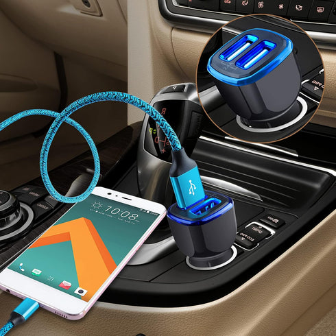 Android Phone Car Charger 12 Volt USB Outlet Car Adapter Plug, Dual 2.4A Cigarette Lighter USB Charger for Samsung Galaxy A53 A13 A03S S22+ Ultra ...