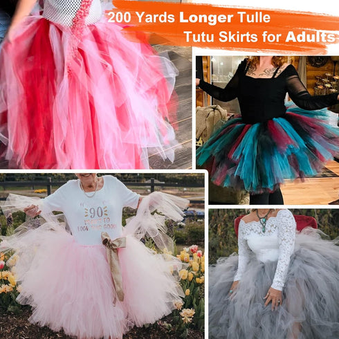 Tulle Fabric Rolls 6 Inch by 200 Yards (600 FT) Ribbon Netting Spool for Tutu Skirt Wedding Baby Shower Birthday Party Decoration Gift Wrapping DI...