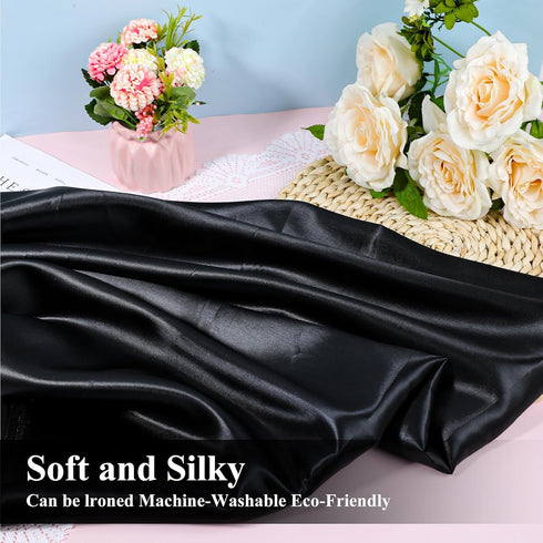 Satin Fabric by The Yard, 60 Inch Wide Black Satin Fabric Shiny & Silky Lining Fabric Satin Cloth Fabric for Wedding Dress, Clothing Making, DIY C...