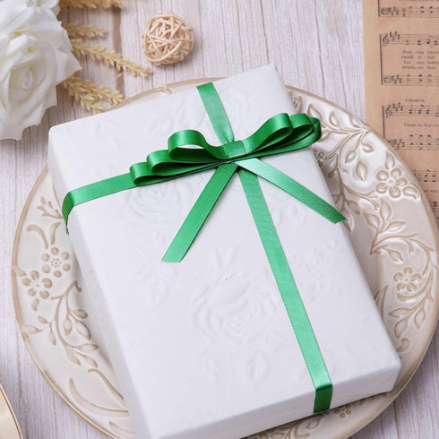 3/8 Inch Double Face Satin Ribbon Green Ribbon for Gift Wrapping Hair Bows Making Chair Sash Valentine's Day Wedding Birthday Party Invitation Dec...