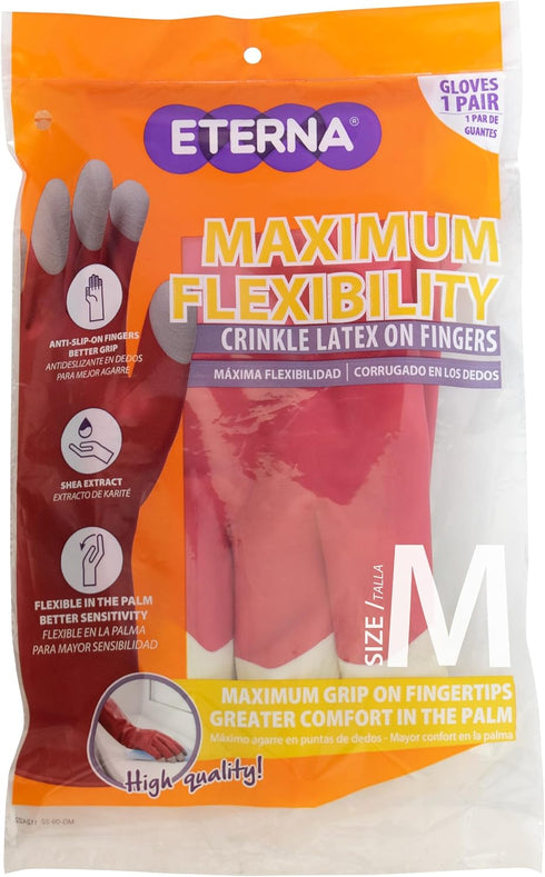ETERNA Maximum Flexibility Gloves, Size M, Gloves for Kitchen, Laundry and Household Cleaning, Anti-Slip on Fingers, Better Grip, Shea Extract 2.3...
