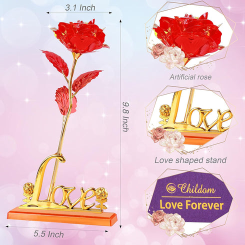 Childom Birthday Gifts for Women,Christmas Rose Gifts for Her Mom,Red Rose with Love Stand for Wife,Sweet Artificial Flower for Grandma,Women,Chri...
