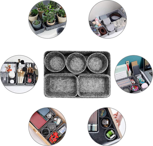 8pcs Drawer Organizers, Separators, Storage Box,Felt Storage Bins Inserts Tool Containers Toy Basket Shelf Cubes Foldable Drawer Dividers Desk Org...