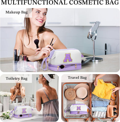 Initial Makeup Bag, Travel Cosmetic Bag Makeup Organizer Bag Cute Makeup Bag Waterproof Toiletry Bag, Teen Girl Gifts Girl Birthday Gift Birthday ...