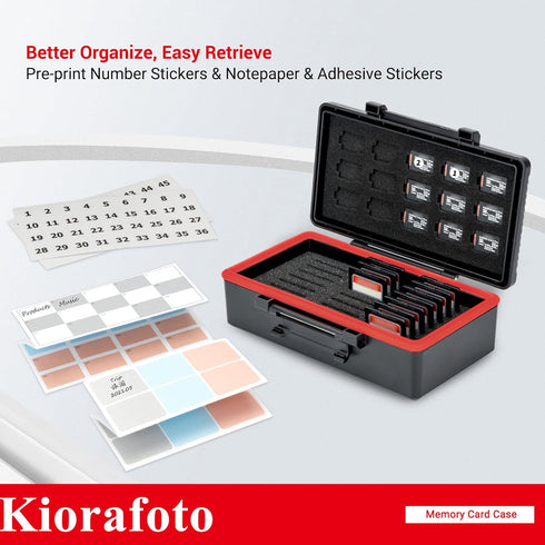 Kiorafoto 36 Slots SD MSD Memory Card Case Holder Water-Resistant Anti-Shock Storage Organizer for 21 SD SDHC SDXC Memory Cards or Switch Game Car...