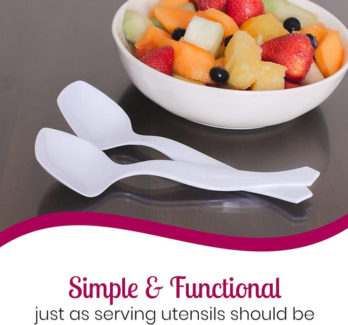 Plasticpro Disposable Plastic Serving Spoons Durable Heavy Duty Premium Serving Utensils White Pack of 12...