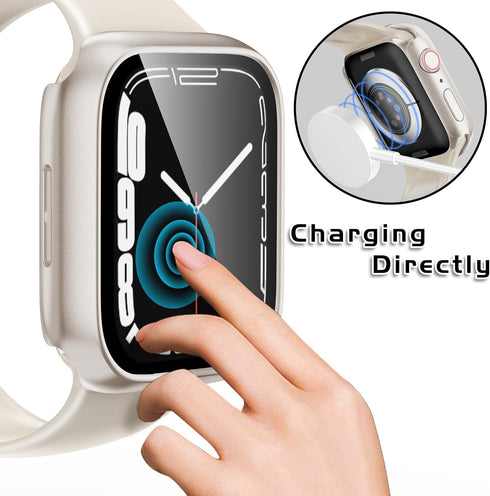 Compatible with Apple Watch Waterproof Case 45mm Series 9/8/7 with Tempered Glass Screen Protector, Full Coverage Bumper Cover for iWatch Case 45m...