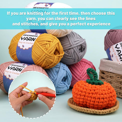 200g Yarn for Crocheting, Crochet Yarn, Easy Yarn for Beginners with Easy-to-See Stitches, Stitch Marker, Big Eye Blunt Needle, Beginner Yarn for ...