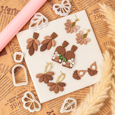 Dacies 50 Pcs Basic Clay Earring Cutters Polymer Clay Cutters Classic Geometric Clay Jewelry Cutters Set DIY Bohemian Style Clay Earring Cutter Ma...