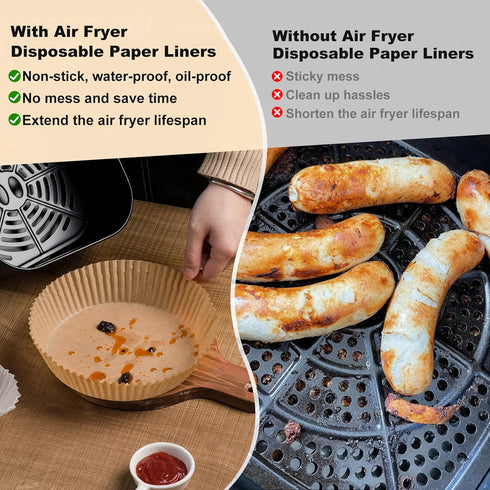100Pcs Small Air Fryer Liners Disposable, Parchment Sheets Round, 6.5 Inch Round Airfryer Paper Basket Bowl Liner for Baking Cooking Food...