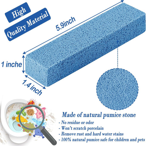 6Pack Pumice Stone for Toilet Cleaning - Powerful Cleaner for Hard Water Rings, Calcium Buildup & Stains - Ideal for Toilet, Bathtubs, Kitchen Sin...