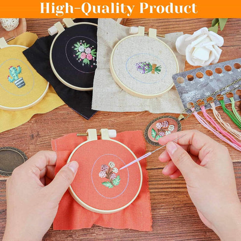 4 Packs Embroidery Kit for Beginners, Shynek 26 Pcs Mini Cross Stitch Kits includes Stamped Embroidery Clothes with Flowers Pattern Embroidery Nec...