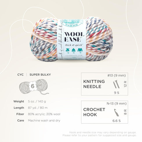 Lion Brand Yarn Wool-Ease Thick & Quick Yarn, Soft and Bulky Yarn for Knitting, Crocheting, and Crafting, 1 Skein, Hudson Bay...