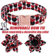 Valentine Dog Collar for Large Dog with Flower Tie, Red&Black Love Heart Male Dog Collar with Safety Metal Buckle Adjustable Puppy Collars for Sma...