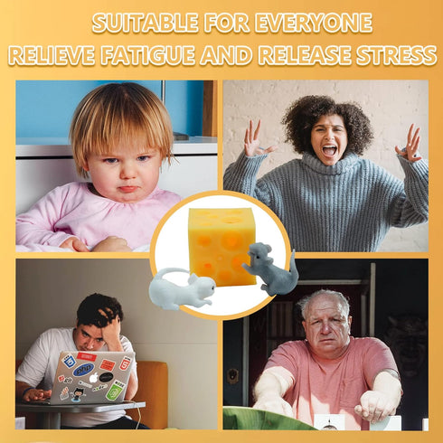 Stretchy Cheese and Mice Toy , 2 Squishable Mouse and Cheese Block Toys, 2 Cute mice and a Cheese Toy?Squeeze Food and Animal Toys,Stress Busting ...