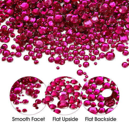 5320Pcs Nail Art Rhinestones Kit 6 Sizes (1.5-6 mm) with Storage Organizer Box/Wax Pencil/Tweezers for Nail Art Craft (Plum Red)...