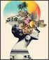 Posterizer 1 pcs-beaches and sunset-vintage woman collage-Abstract & Modern Art-Retro Art-Gift for Nature, Surfers and Beach Lovers- UNFRAMED Wall...