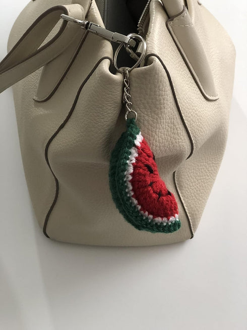 Crochet Plush Keychain - Strawberry, Cherry, Watermelon, Kiwi, Orange, Lime - Handmade Keychain Accessory Amigurumi...