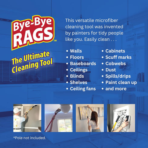 Baseboard Cleaning Brush | Attach to Broom Mop or Extension Pole | Absorbent Microfiber | for Paint Cleanup, Washing Walls, Baseboards, Ceiling, F...