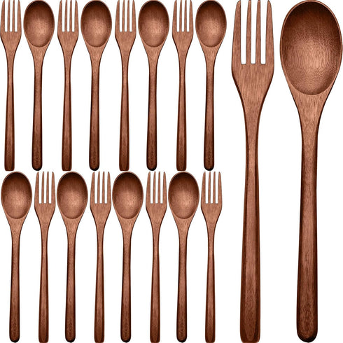 Patelai Wooden Spoons Forks Set Wood Dinner Utensil Set Reusable Flatware Tableware Set Handmade Natural Cutlery Set Includes Wood Spoon Fork for ...