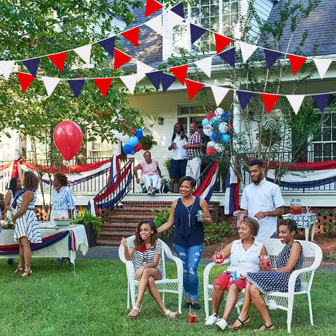 40Ft 4th of July Garland, Red Blue White Banner Party Decorations, Fabric Patriotic Garland for Independence National Day, Nautical Theme Party, C...