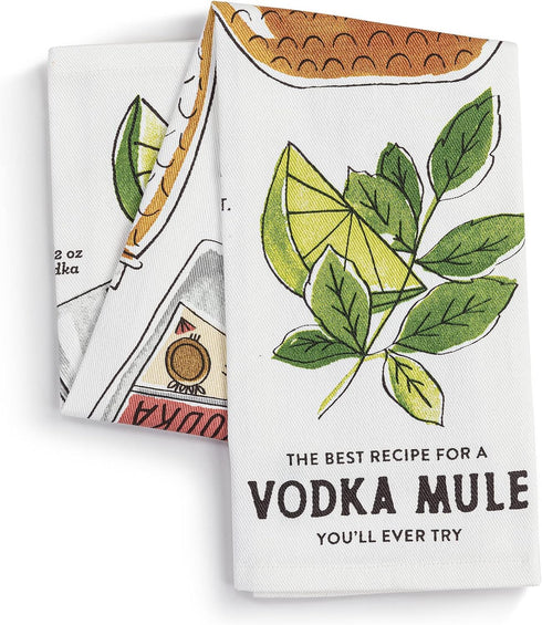 DEMDACO Best Vodka Mule Recipe 28 x 17 All Cotton and Stainless Steel Bar Towel and Stir Stick Set...