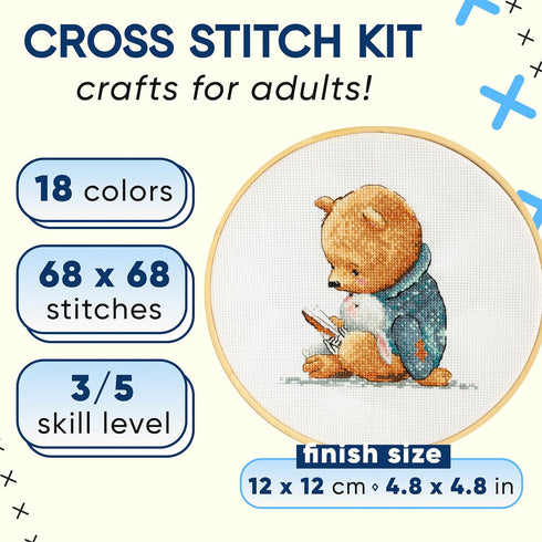 HobbyJobby Cross Stitch Kit The Bedtime Story, Counted Cross Stitch Kit for Adults, Needlecraft and Embroidery Kit...