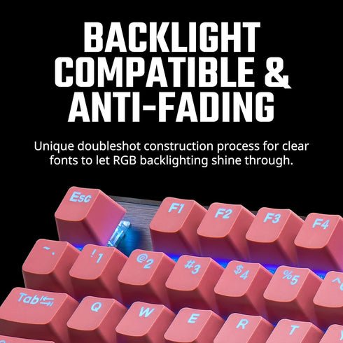 Cooler Master PBT Doubleshot Backlit Keycap Upgrade Set Sakura Pink for Mechanical Keyboards, Compatible with Standard US 104 Layout Keyboards (KC...