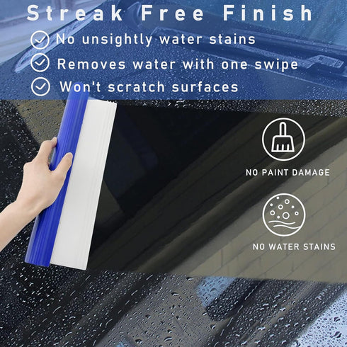 Professional Car Handheld Blade Squeegee, 12 inch 3-Layer Silicone T-Bar Water Blade, Universal Quick Drying Squeegee Wiper, Super Flexible Squeeg...