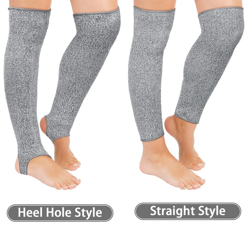 Zhanmai Cut Resistant Leg Sleeves Bite-Proof Protective Leg Sleeves for Welding, Lawn Mowing Guard Safety (Gray, Heel Hole Style)...