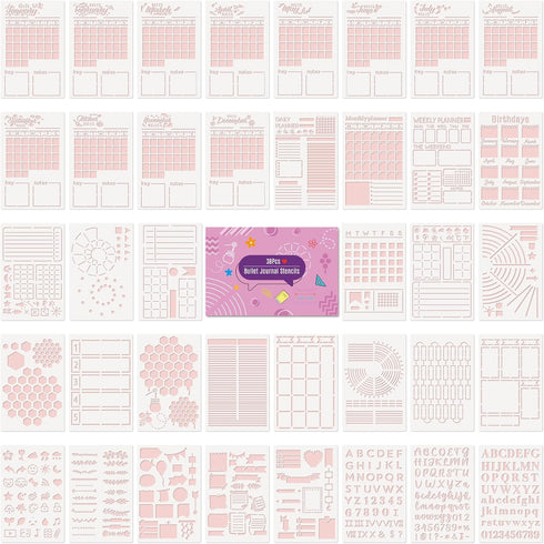 Whaline 38Pcs Bullet Journal Stencils Templates Set 5.1 x 7.9 Inch Bullet Journals Accessories Planner Stencils for DIY Crafts Home School Office ...