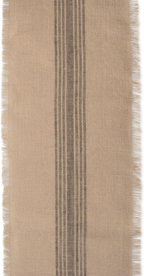 DII Jute Burlap Collection Kitchen Tabletop, Table Runner, 14x108, Middle Stripe Gray...
