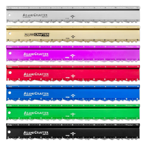 Alumicolor AlumiCrafter Straight Edge Metal Ruler with Unique Deckle Edge, Silver, 12 Inch...
