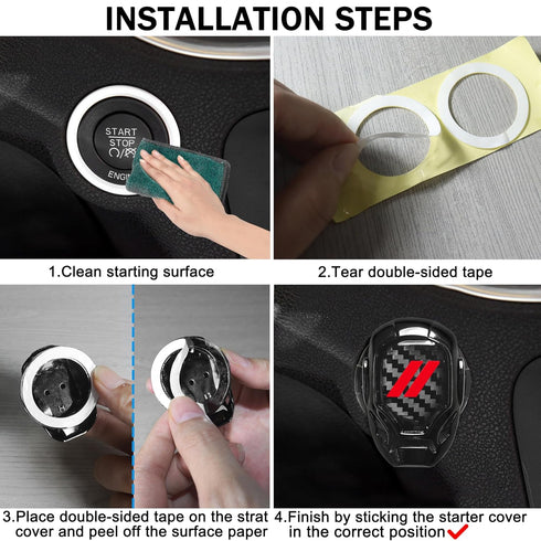 Push Start Button Cover fit for Dodge Challenger Charger Durango Journey Aluminum Alloy Engine Start Stop Button Cover Protector for Dodge Interio...