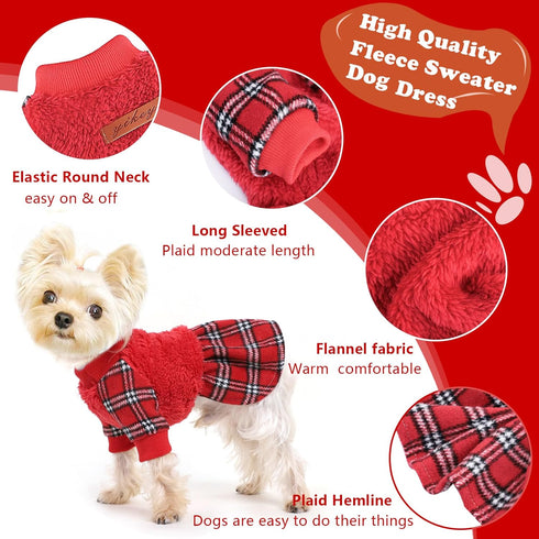 Dog Dresses for Small Dogs Girl Boy Teacup Chihuahua Clothes Dog Holiday Sweater Dog Clothes for Small Dogs Girl Spring Puppy Dressse Doggie Cat A...