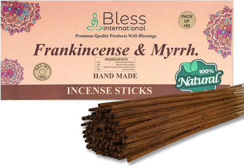 Bless-Frankincense-and-Myrrh 100%-Natural-Handmade-Hand-Dipped-Incense-Sticks Organic-Chemicals-Charcoal-Free Purification-Relaxation-Positivity-Y...