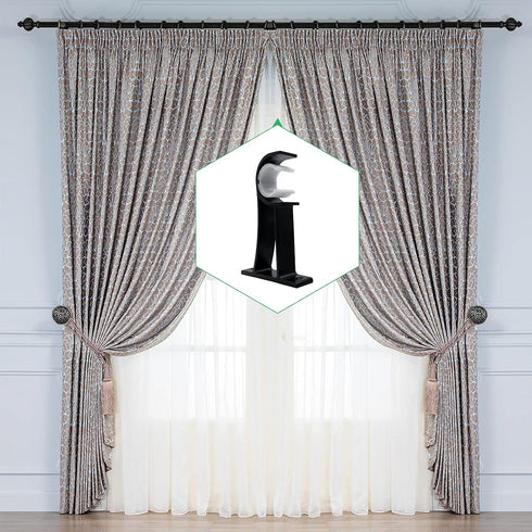 TOKPLNU Curtain Rod Bracket, Black 6 Pack Curtain Rod Holders Heavy Duty Curtain Rod Hooks Hangers for 1 Inch Drapery Rods, Single Curtain Rod Han...