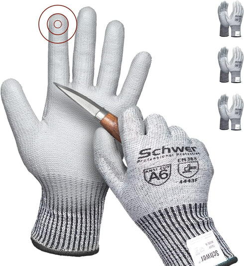 Schwer 3 Pairs AIR-SOFT Cut Resistant Gloves AR7120 ANSI A6 Cut Proof Work Gloves, Touchscreen, for Men and Women Used for Woodworking, Glass Cutt...