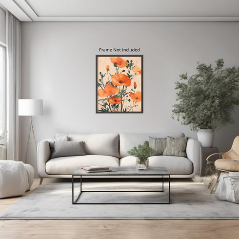 Posterizer 1 pcs-wild big orange flowers-minimalist design-Floral & Botanical Art-Abstract & Modern Art-Decor for Home & Office- UNFRAMED Wall Art...