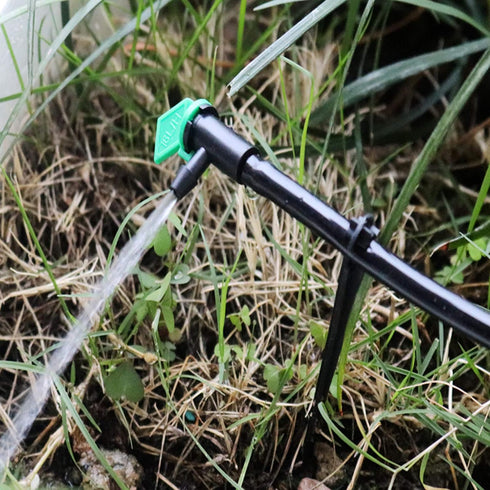 Lxcom Lighting 100 Pack 4 GPH Flag Drip Emitter Drip Emitters 16L/H Emitter Sprinkler Drippers System Parts Connect 4mm/7mm Hose for Lawn Vegetabl...