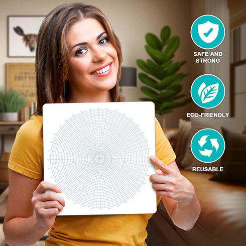 SCRIBBLEDO Circular Grid 12"x12" Large Graph Dry Erase Board Double-Sided White Board Drawing Polar Grid Lines Graphing Architectural Gridded 3D D...