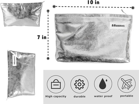 Small makeup bag for purse pouch Aesthetic personalized glitter makeup bag purse Cosmetic bags for women Gift makeup organizer (Silver)...