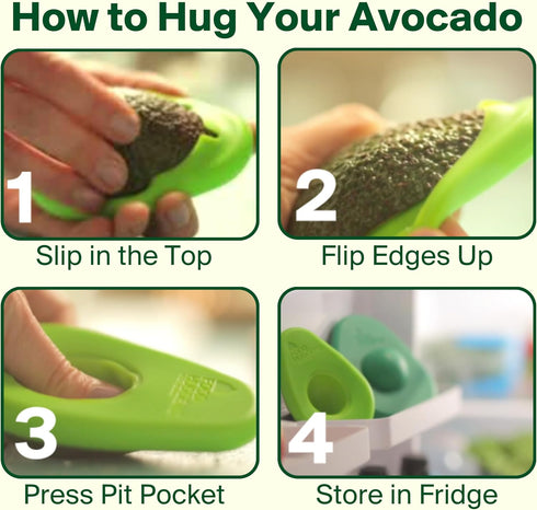 Food Huggers Avocado Huggers 2pc Silicone Reusable Avocado Savers with Pit Storage | BPA Free, Dishwasher Safe Holder | Large & Small Set...