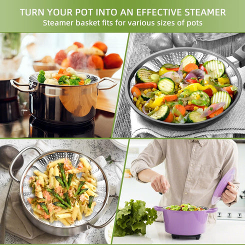 Steamer Basket, Premium Stainless Steel Vegetable Steamer Basket for Veggies & Seafood Cooking, Expandable Food Steaming Basket Fits for Various S...